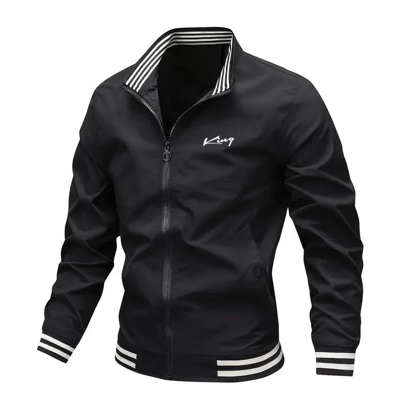 Men's Full Zip Jacket Black Navy Blue Coat Plain Zipper Pocket Sports & Outdoor Streetwear Cool Casual Spring & Fall Clothing