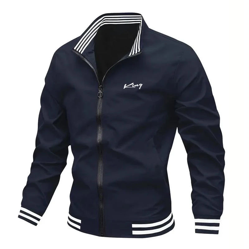 Men's Full Zip Jacket Black Navy Blue Coat Plain Zipper Pocket Sports & Outdoor Streetwear Cool Casual Spring & Fall Clothing
