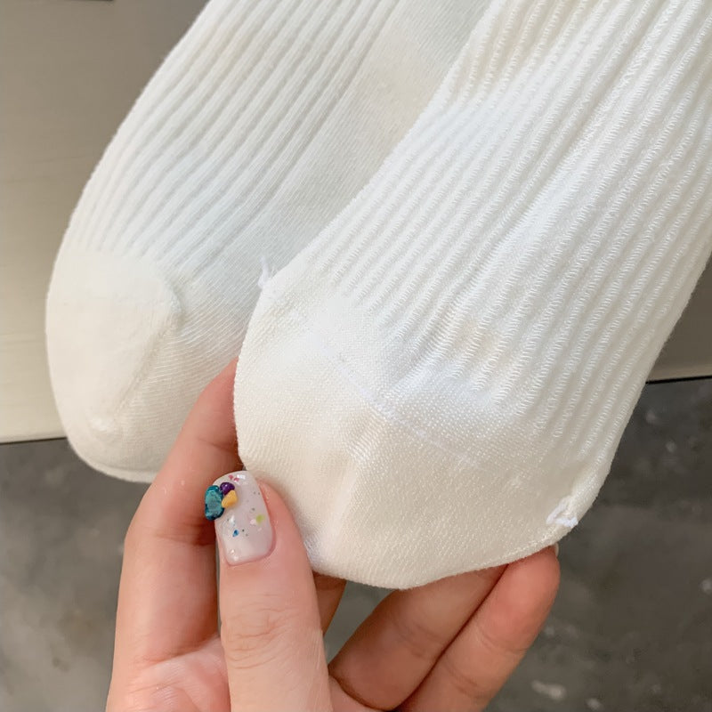 2025 New Women Socks Casual Fashion Striped Red Gray Elastic Long Socks Women Polka Dot Harajuku Retro Cotton Middle-tube Socks