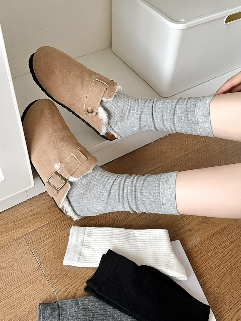 2025 New Women Socks Casual Fashion Striped Red Gray Elastic Long Socks Women Polka Dot Harajuku Retro Cotton Middle-tube Socks