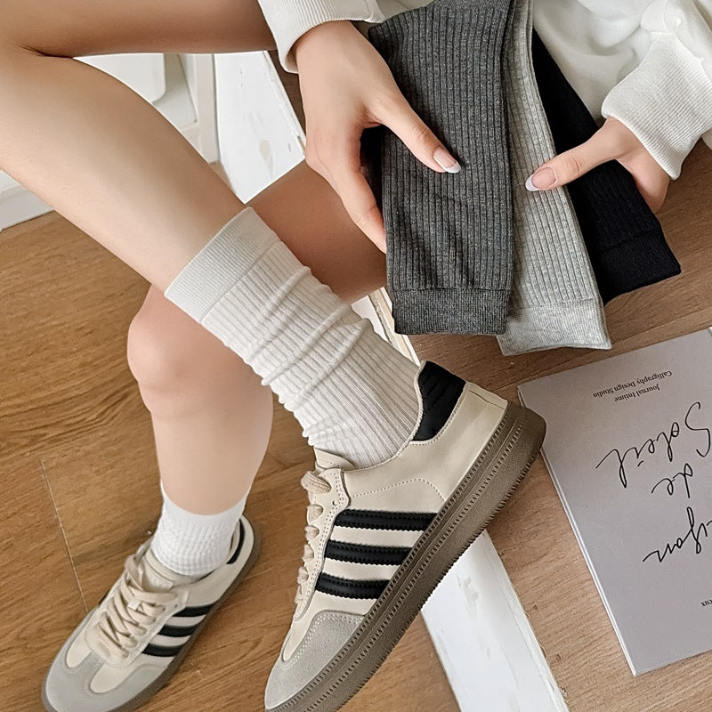 2025 New Women Socks Casual Fashion Striped Red Gray Elastic Long Socks Women Polka Dot Harajuku Retro Cotton Middle-tube Socks