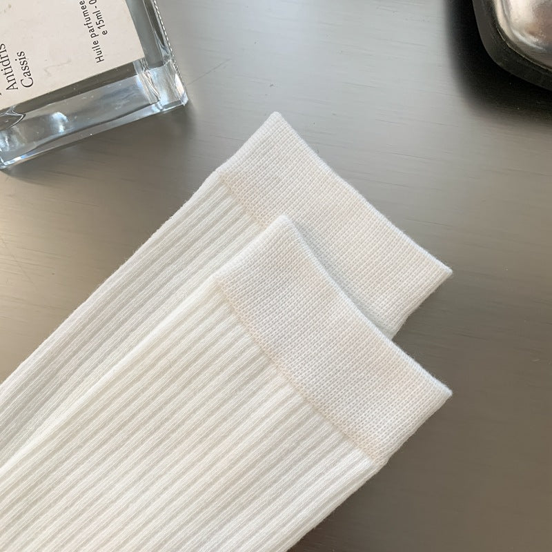 2025 New Women Socks Casual Fashion Striped Red Gray Elastic Long Socks Women Polka Dot Harajuku Retro Cotton Middle-tube Socks