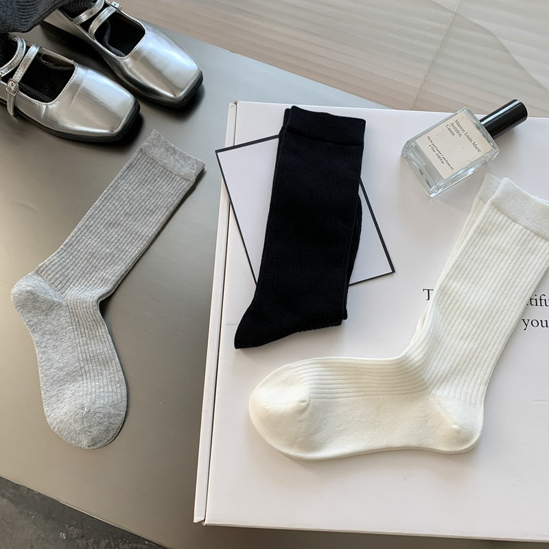 2025 New Women Socks Casual Fashion Striped Red Gray Elastic Long Socks Women Polka Dot Harajuku Retro Cotton Middle-tube Socks