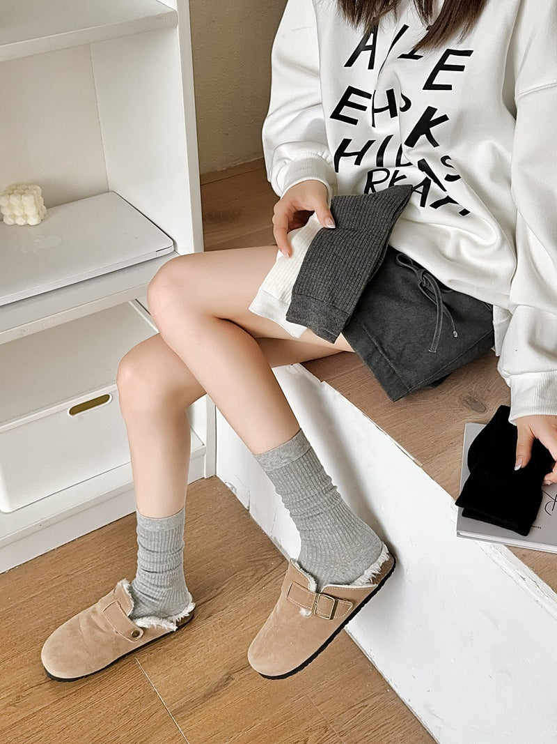 2025 New Women Socks Casual Fashion Striped Red Gray Elastic Long Socks Women Polka Dot Harajuku Retro Cotton Middle-tube Socks