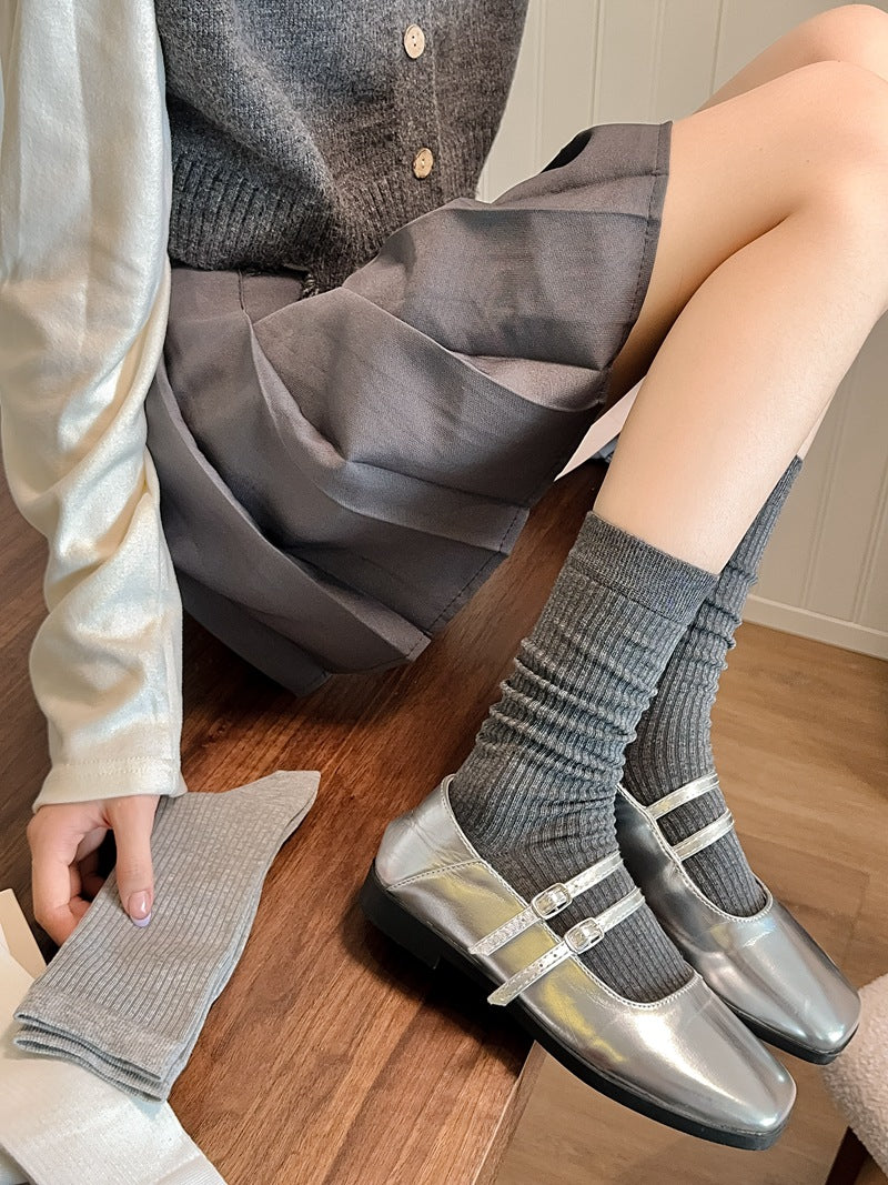 2025 New Women Socks Casual Fashion Striped Red Gray Elastic Long Socks Women Polka Dot Harajuku Retro Cotton Middle-tube Socks