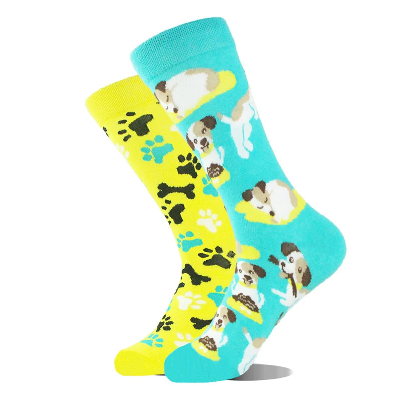 AB Happy Cotton Funny Socks Men Beer Panda Duck Crazy Design Sokken Unisex Novelty Plant Piano Crew Skateboard Calcetines Hombre