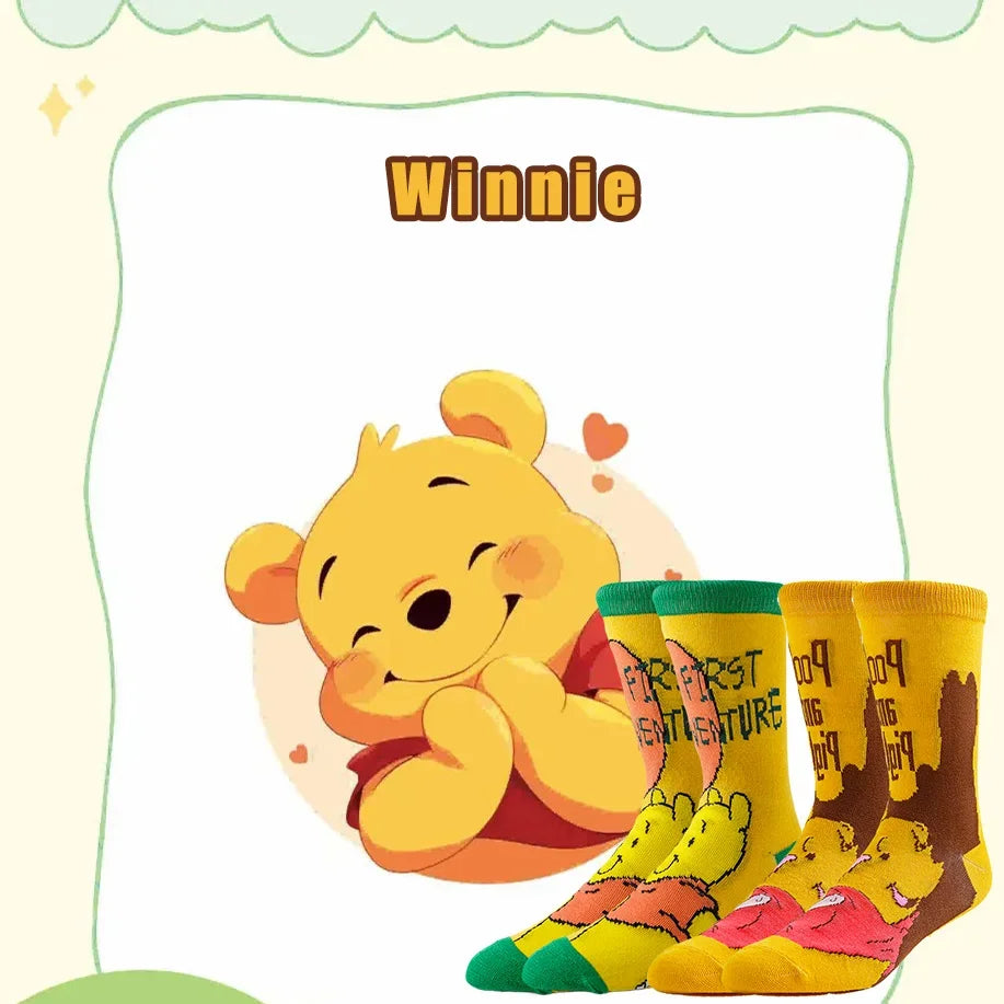 5 Pairs  Potdemiel Disney Cartoon Cute Street Fashion Socks Unisex Novelty Anime Crew for Men Women