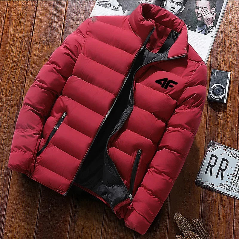2024 Men's Casual Jacket Men's Waterproof Windbreaker Jacket Winter Warm Autumn Zip-Up Men's Coat Solid Color Large Size