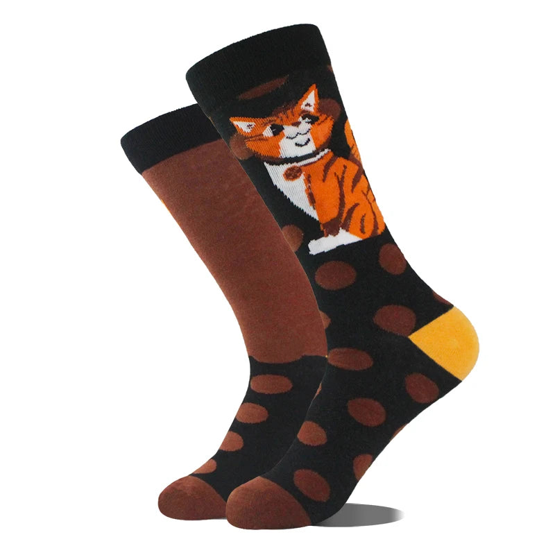 AB Happy Cotton Funny Socks Men Beer Panda Duck Crazy Design Sokken Unisex Novelty Plant Piano Crew Skateboard Calcetines Hombre