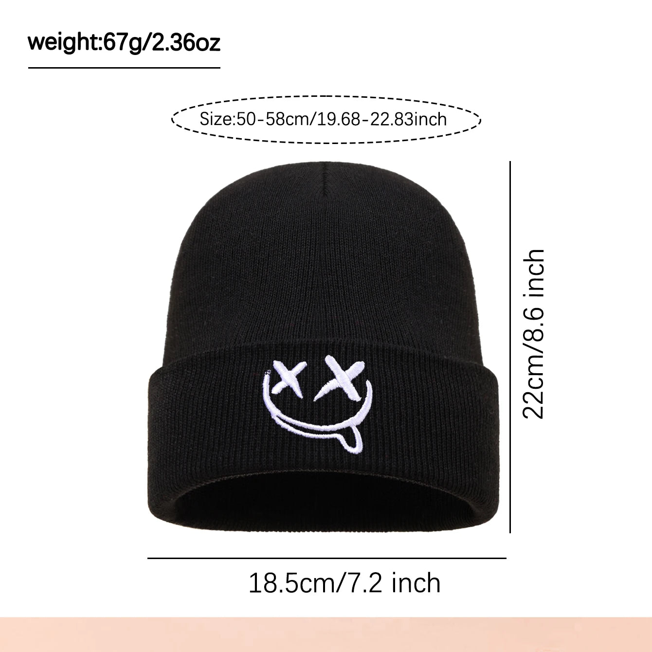 3pcs/2pcs/1pc Autumn/Winter Fashion Warm Knitted Hat, Casual Ear Protection, Halloween Hat, Grimace Embroidered Design, Beanies