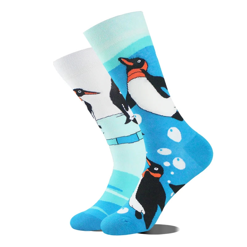 AB Happy Cotton Funny Socks Men Beer Panda Duck Crazy Design Sokken Unisex Novelty Plant Piano Crew Skateboard Calcetines Hombre