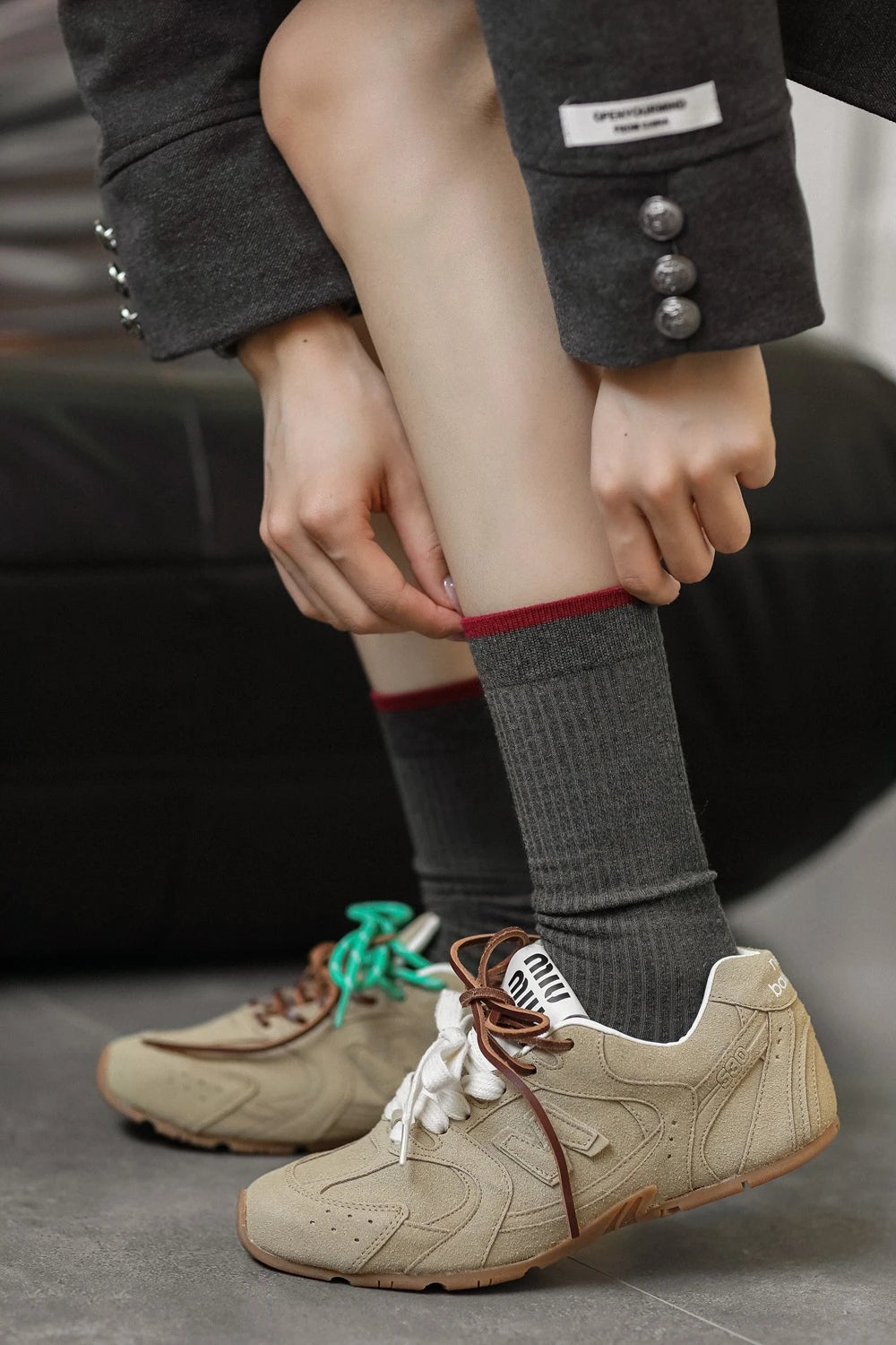 2025 New Women Socks Casual Fashion Striped Red Gray Elastic Long Socks Women Polka Dot Harajuku Retro Cotton Middle-tube Socks