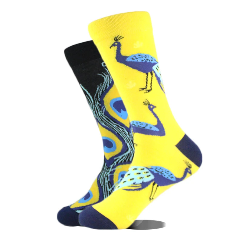 AB Happy Cotton Funny Socks Men Beer Panda Duck Crazy Design Sokken Unisex Novelty Plant Piano Crew Skateboard Calcetines Hombre