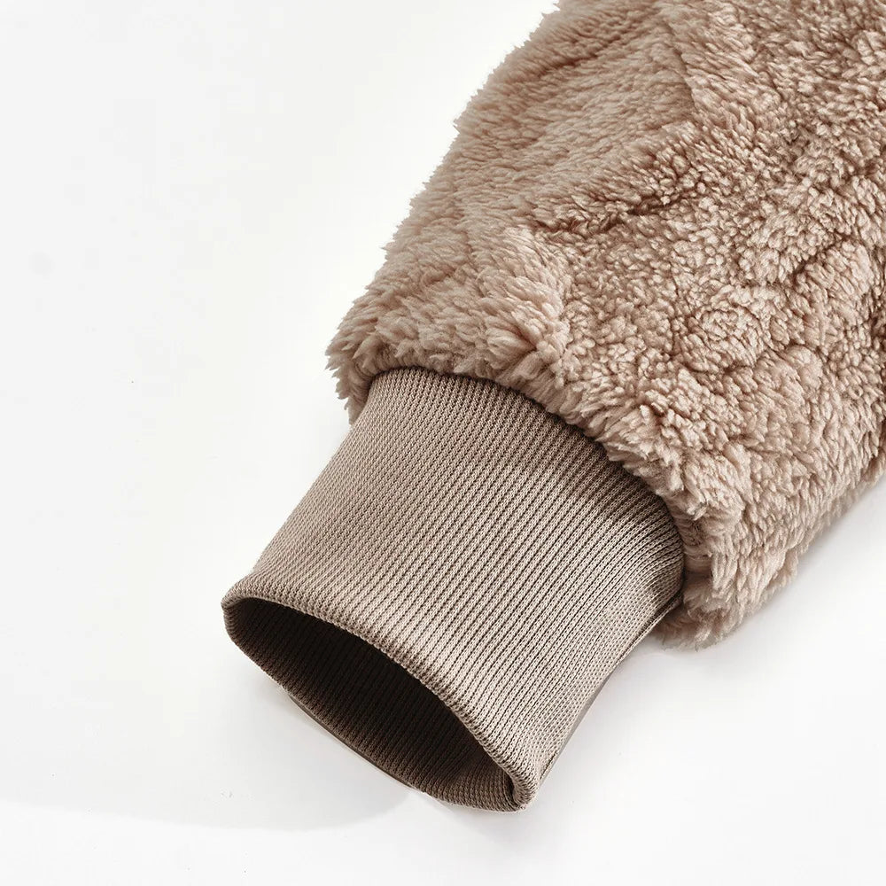 Autumn and winter leisure men's high street jacquard double-sided velvet hooded sports trend pullover sweater jacket