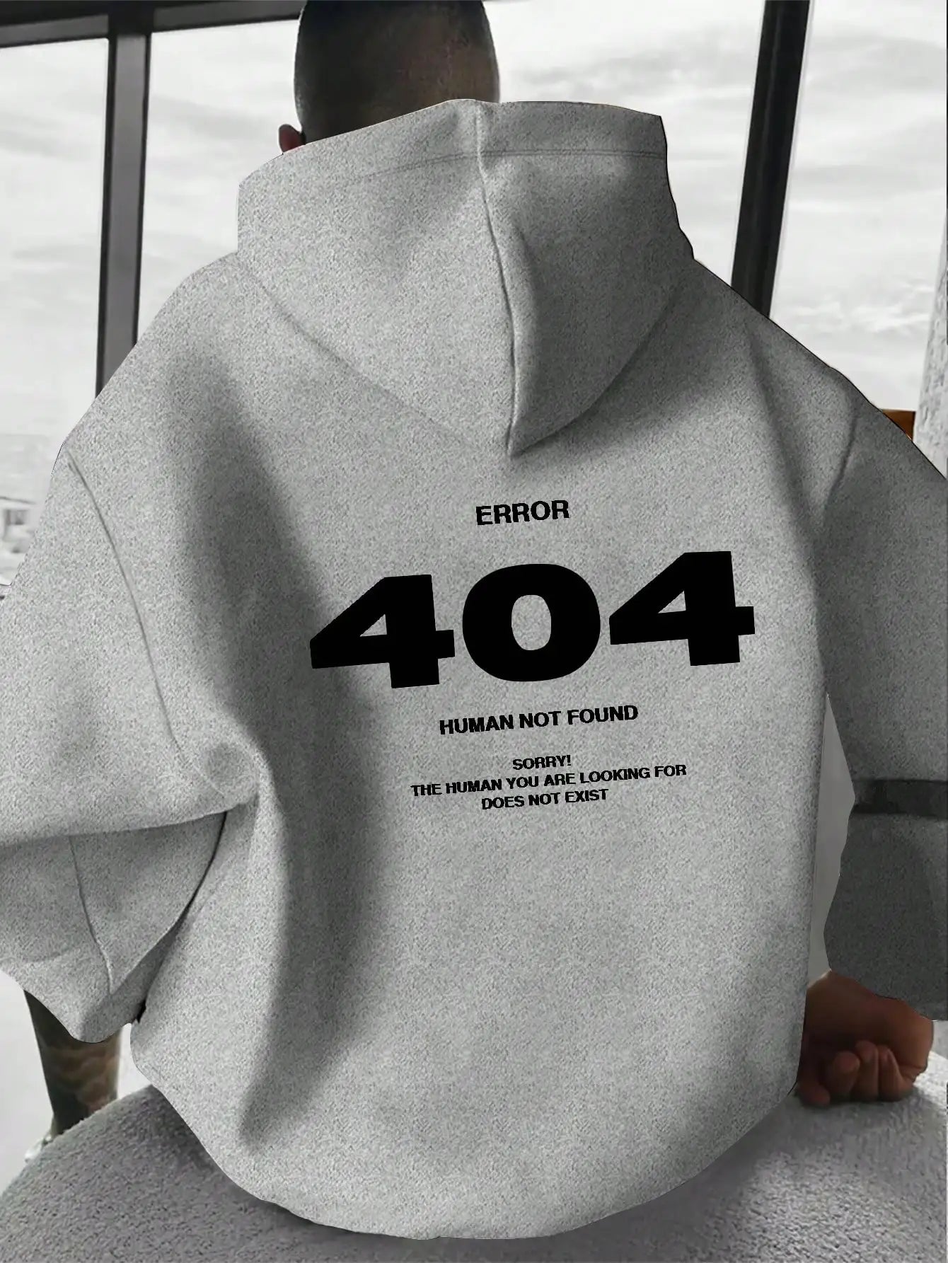 Men's Number Print Hoodie Sweatshirt For Casual Wear, Mens Hoodie, Streetwear Hoodie, Error 404 Human Not Found Hoodie