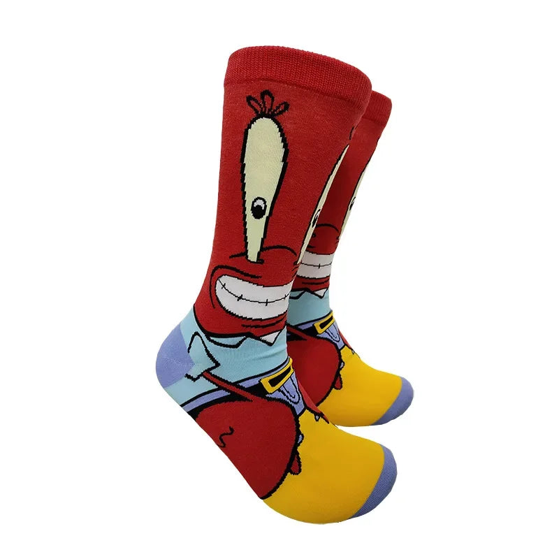 Kawaii Spongebob Socks Patrick Star Squidward Tentacles Cartoon Socks Pure Cotton Male Trend Tube Socks Direct selling