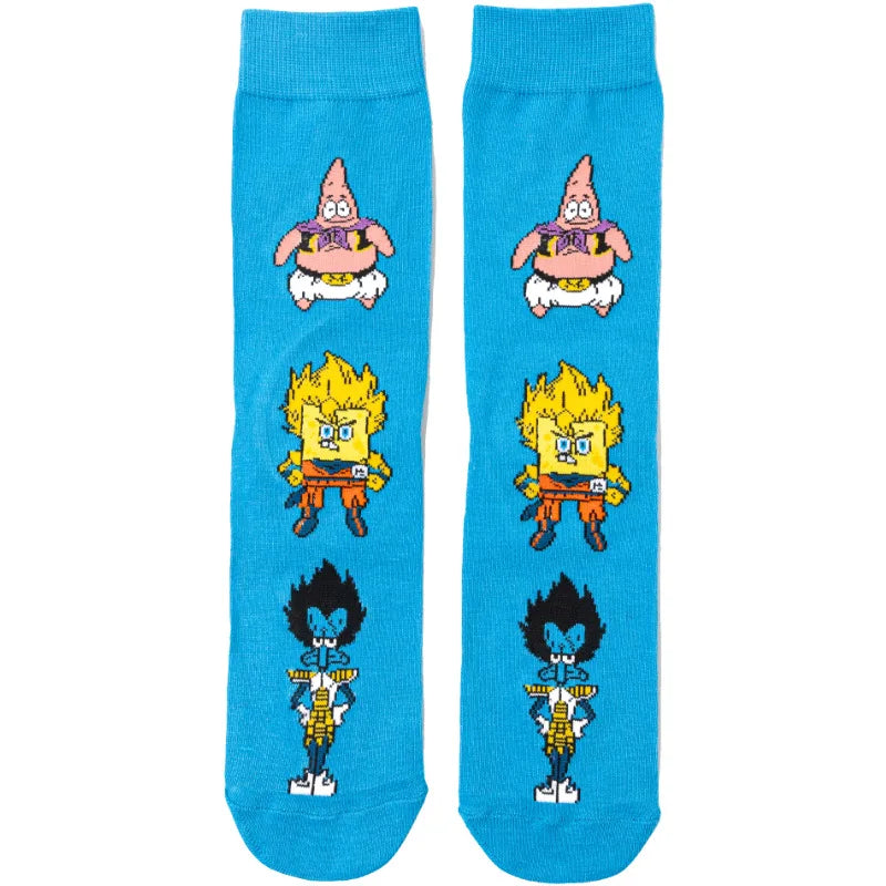 5pairs Spongebob Squarepants Socks Boys Kawaii Anime Patrick Star Women's Cartoon Cartoon Socks Comfortable Sports Cute Socks