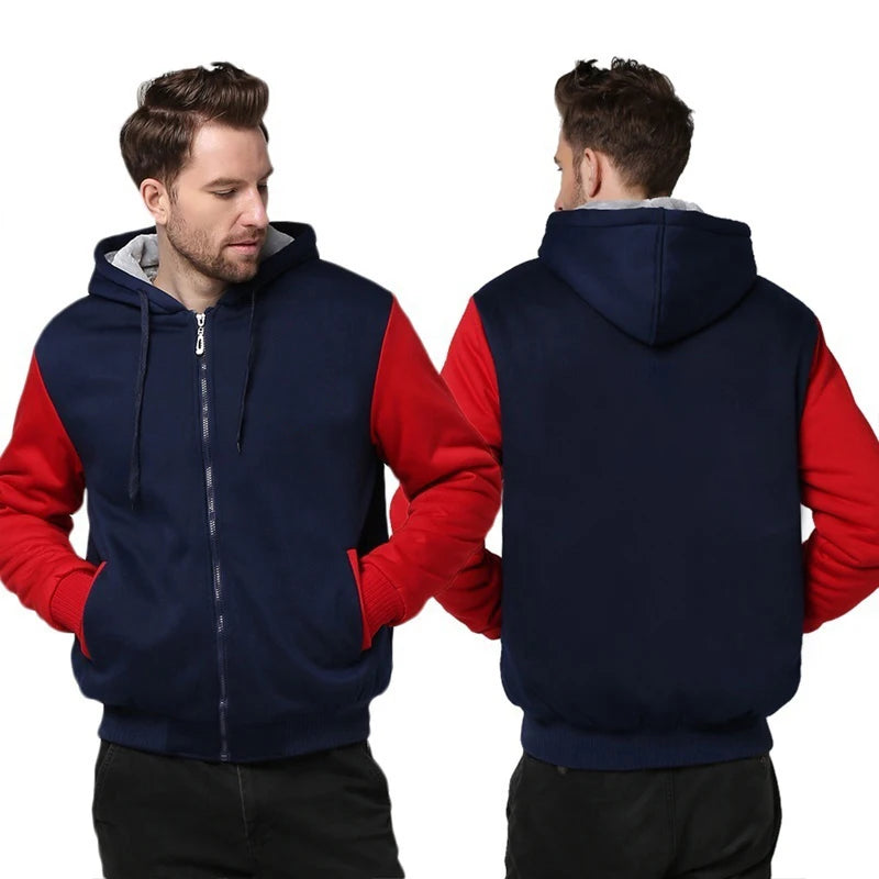New Men's Hoodies Jacket Winter Thick Warm Fleece Zipper Hoodies Coat Casual Tracksuit Sportwear Male Sweatshirts M~ 5XL