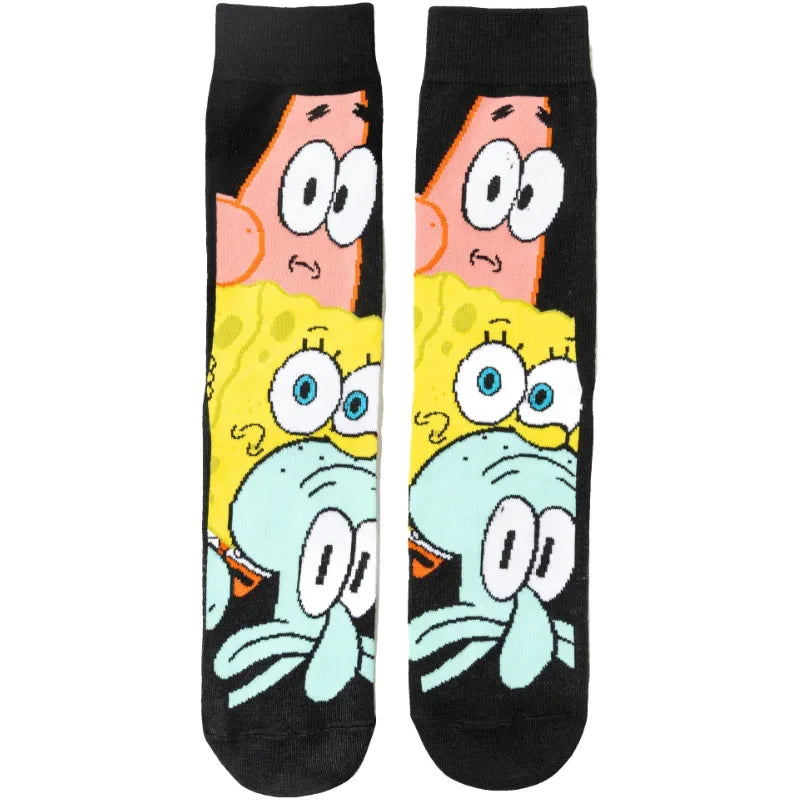 5pairs Spongebob Squarepants Socks Boys Kawaii Anime Patrick Star Women's Cartoon Cartoon Socks Comfortable Sports Cute Socks