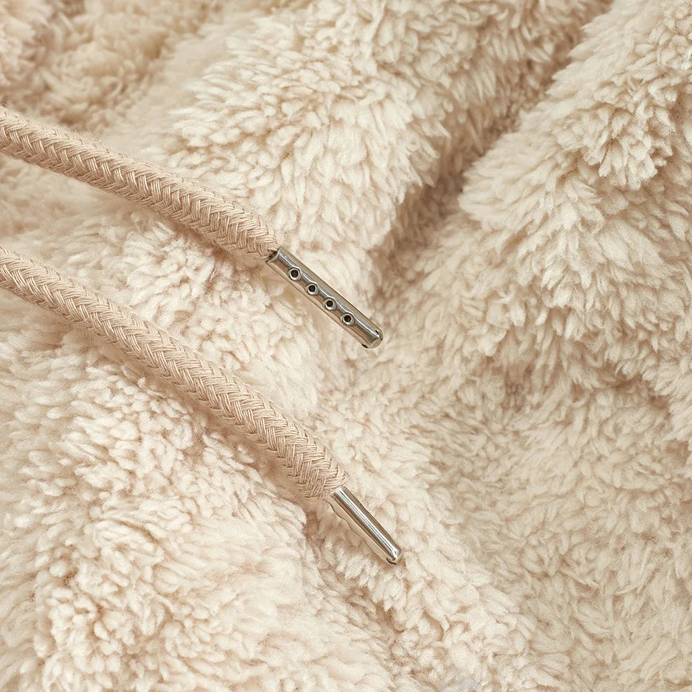 Autumn and winter leisure men's high street jacquard double-sided velvet hooded sports trend pullover sweater jacket