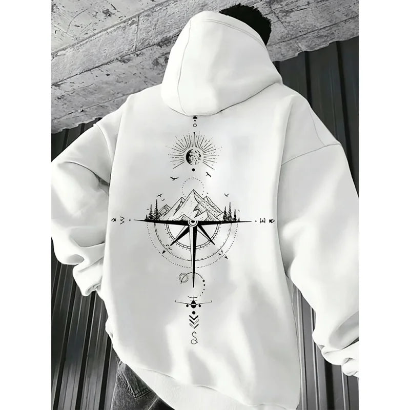 2025 New Year Men's Loose Fit Hooded Pullover Sweatshirt Hot in Cross-border Trade