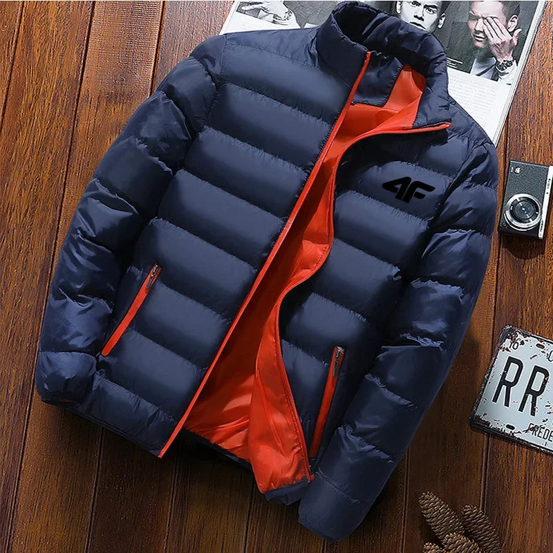 2024 Men's Casual Jacket Men's Waterproof Windbreaker Jacket Winter Warm Autumn Zip-Up Men's Coat Solid Color Large Size