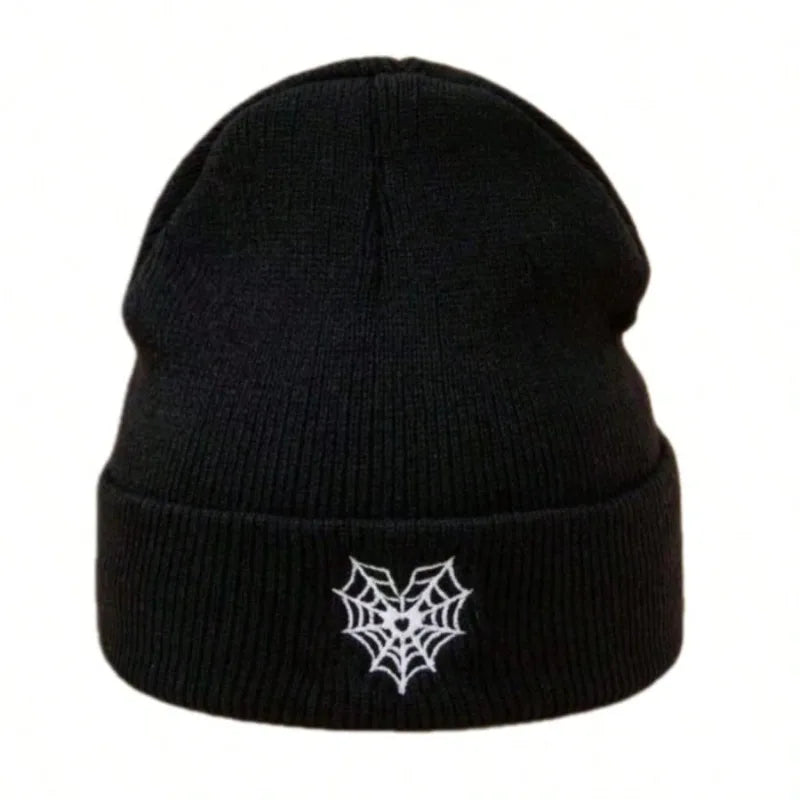 1pc unisex Winter Warm Skull Embroidery Knit Beanie Hat,Warm Outdoor Ski Cap Autumn Accessories,suitable for Halloween,Christmas