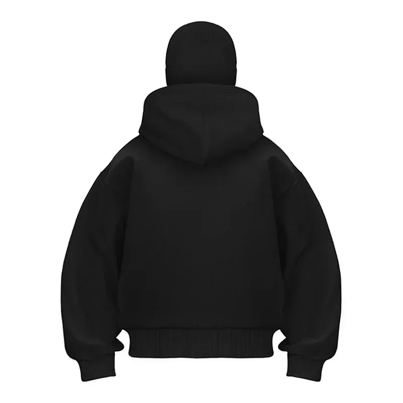 Balaclava Men Zip Hoodie Winter Warm Casual Sweatshirt Y2K with Hooded Face Mask Zipper Design Sports Jacket Outdoor Activities