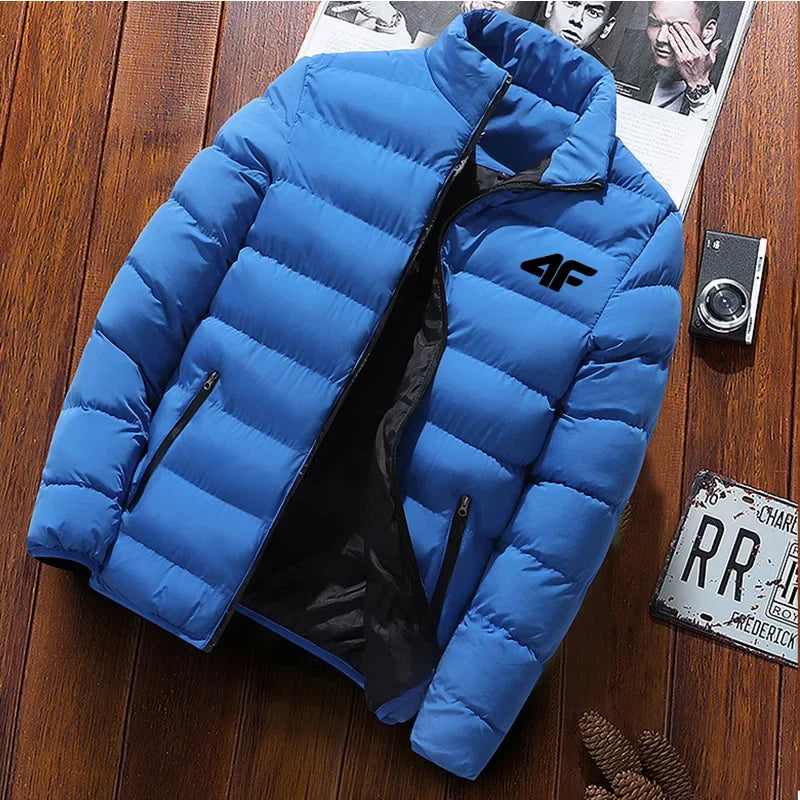 2024 Men's Casual Jacket Men's Waterproof Windbreaker Jacket Winter Warm Autumn Zip-Up Men's Coat Solid Color Large Size