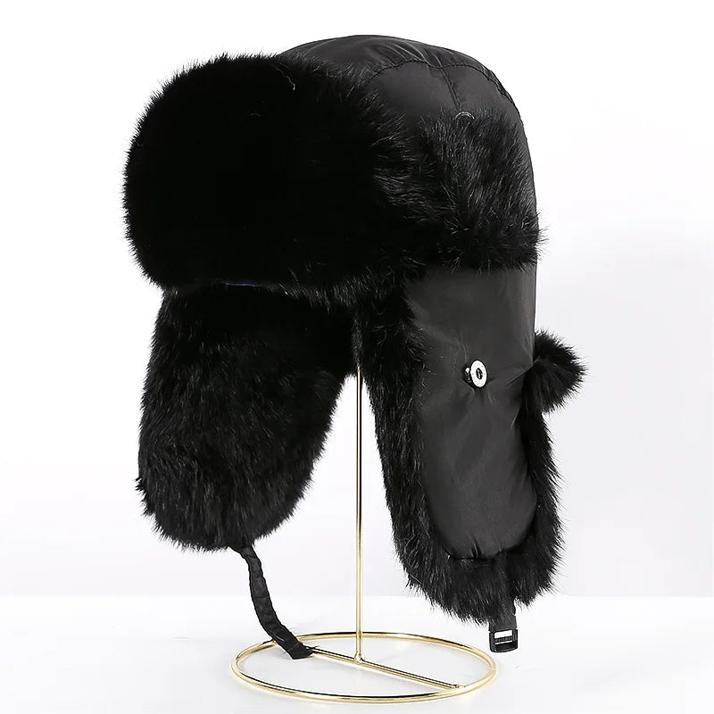 2025 New Winter Hat For Men Real Rabbit Fur Ear Cap Warm Winter Men Hat Fur Beret Russian Hats High Quality to Keep Warm