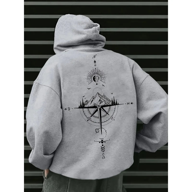 2025 New Year Men's Loose Fit Hooded Pullover Sweatshirt Hot in Cross-border Trade