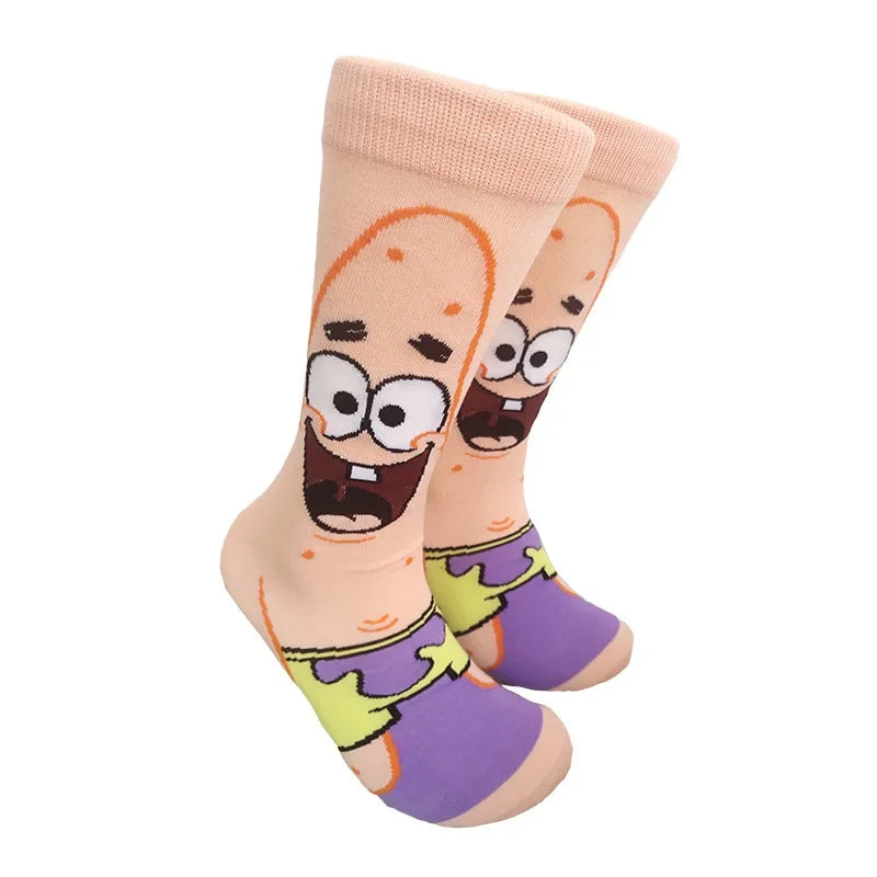 Kawaii Spongebob Socks Patrick Star Squidward Tentacles Cartoon Socks Pure Cotton Male Trend Tube Socks Direct selling