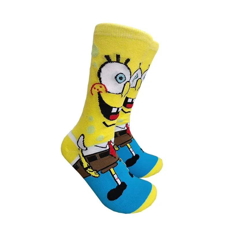 Kawaii Spongebob Socks Patrick Star Squidward Tentacles Cartoon Socks Pure Cotton Male Trend Tube Socks Direct selling