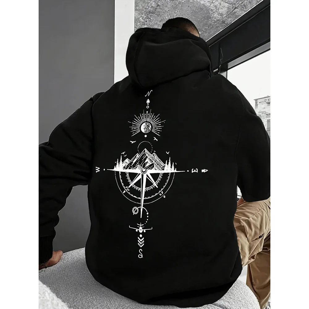 2025 New Year Men's Loose Fit Hooded Pullover Sweatshirt Hot in Cross-border Trade