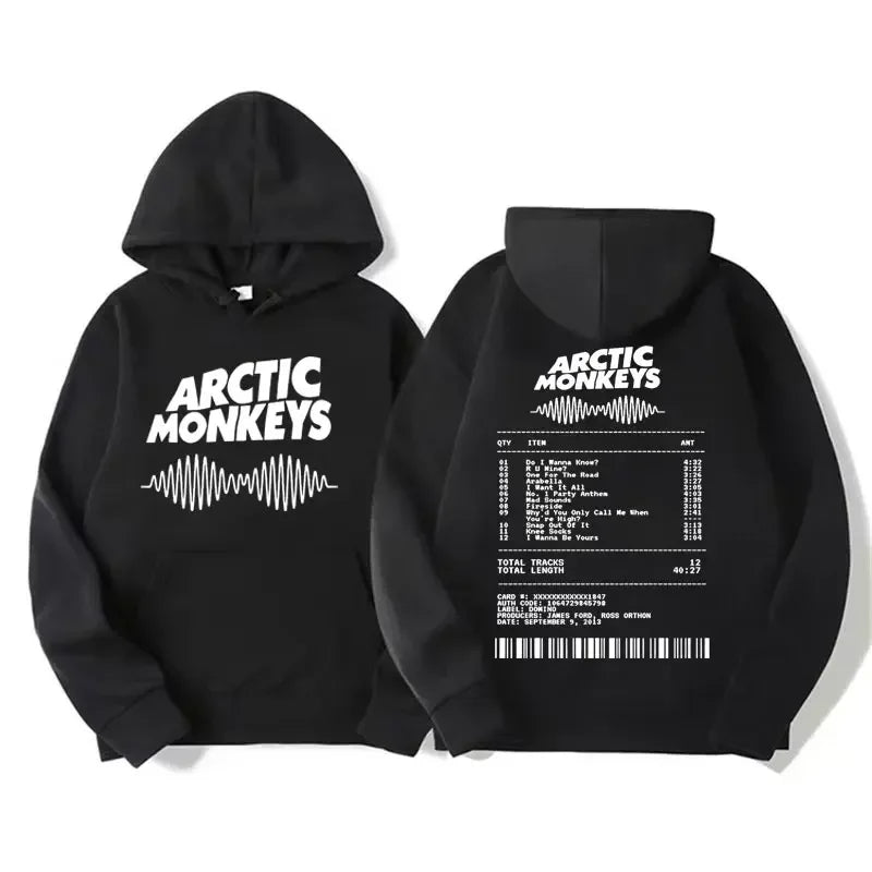 Men's retro rock Arctic monkey hooded sweatshirt hooded sweatshirt with music album patternHip Hop large retro hooded sweatshirt
