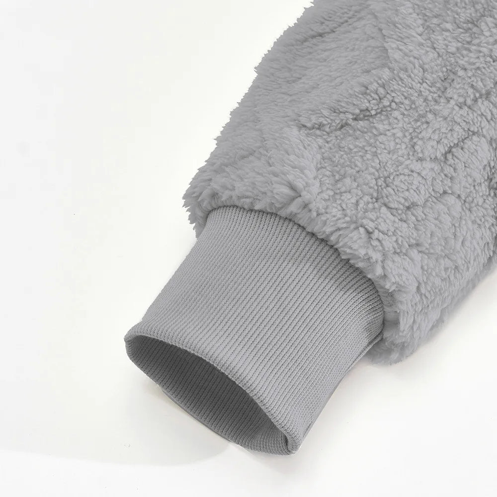 Autumn and winter leisure men's high street jacquard double-sided velvet hooded sports trend pullover sweater jacket