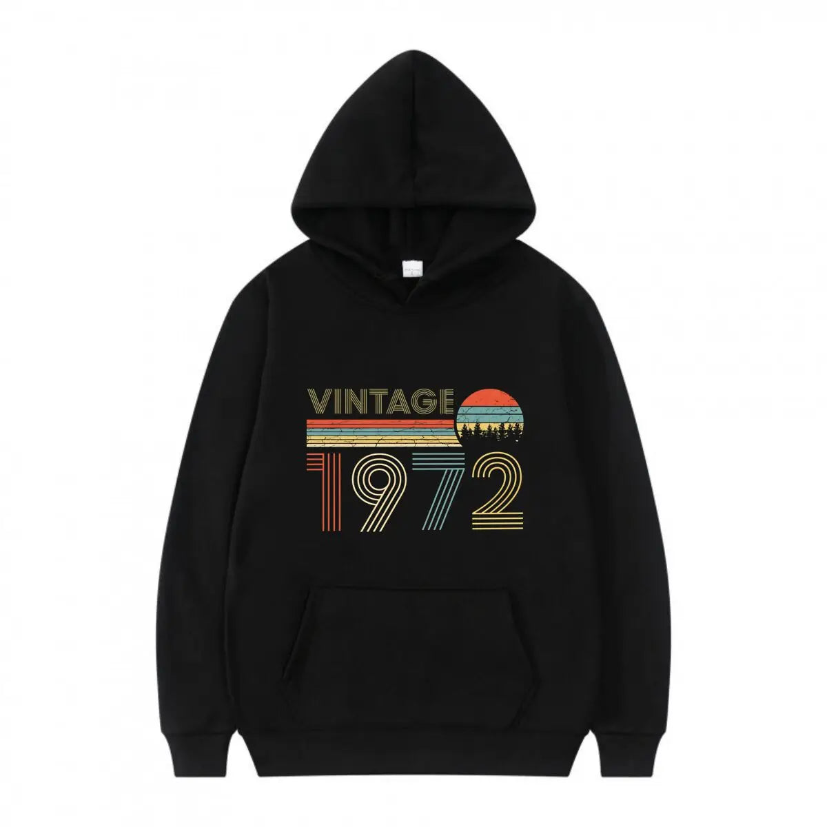 Retro 1972 Badge Hoodie Unisex Long Sleeved Pullover Printed Sports And Leisure