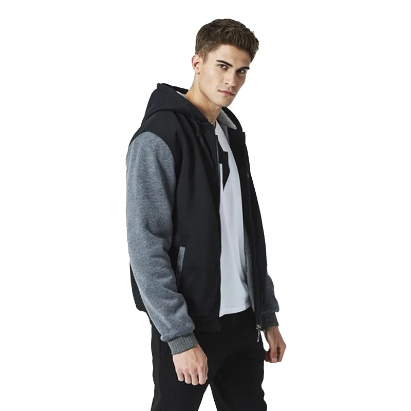 New Men's Hoodies Jacket Winter Thick Warm Fleece Zipper Hoodies Coat Casual Tracksuit Sportwear Male Sweatshirts M~ 5XL