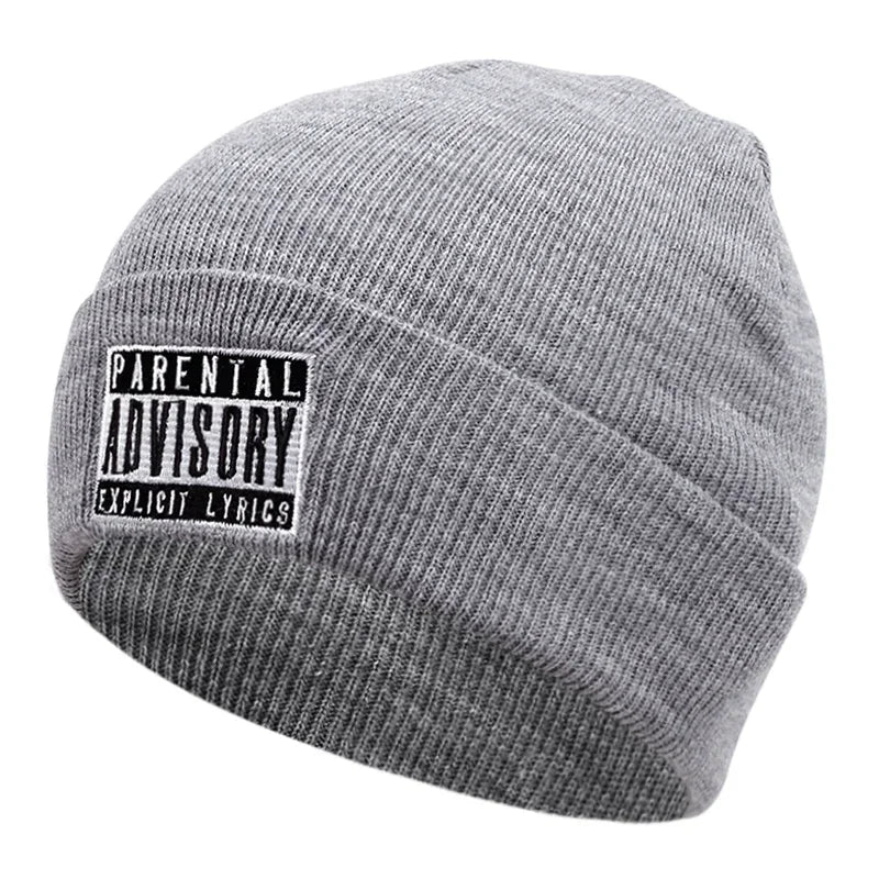 Men's Fashion Advisory Letter EmbroideryKnitted Hat Winter Warm Outdoor Sports Hat Soft Beanie Hat For Men Women Casual Wool Hat