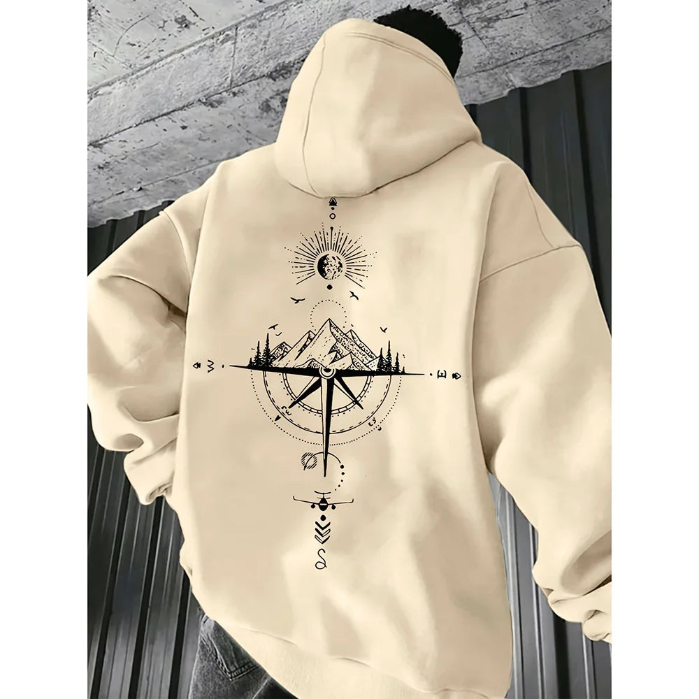 2025 New Year Men's Loose Fit Hooded Pullover Sweatshirt Hot in Cross-border Trade