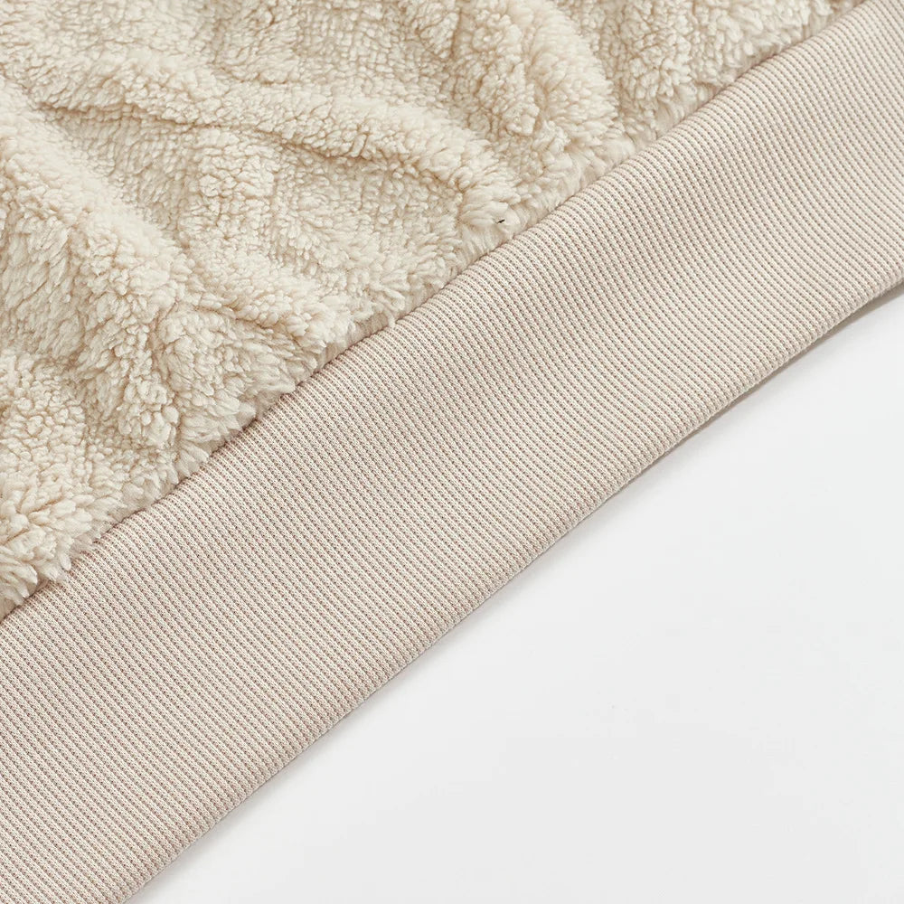 Autumn and winter leisure men's high street jacquard double-sided velvet hooded sports trend pullover sweater jacket