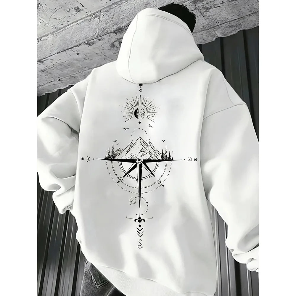 2025 New Year Men's Loose Fit Hooded Pullover Sweatshirt Hot in Cross-border Trade