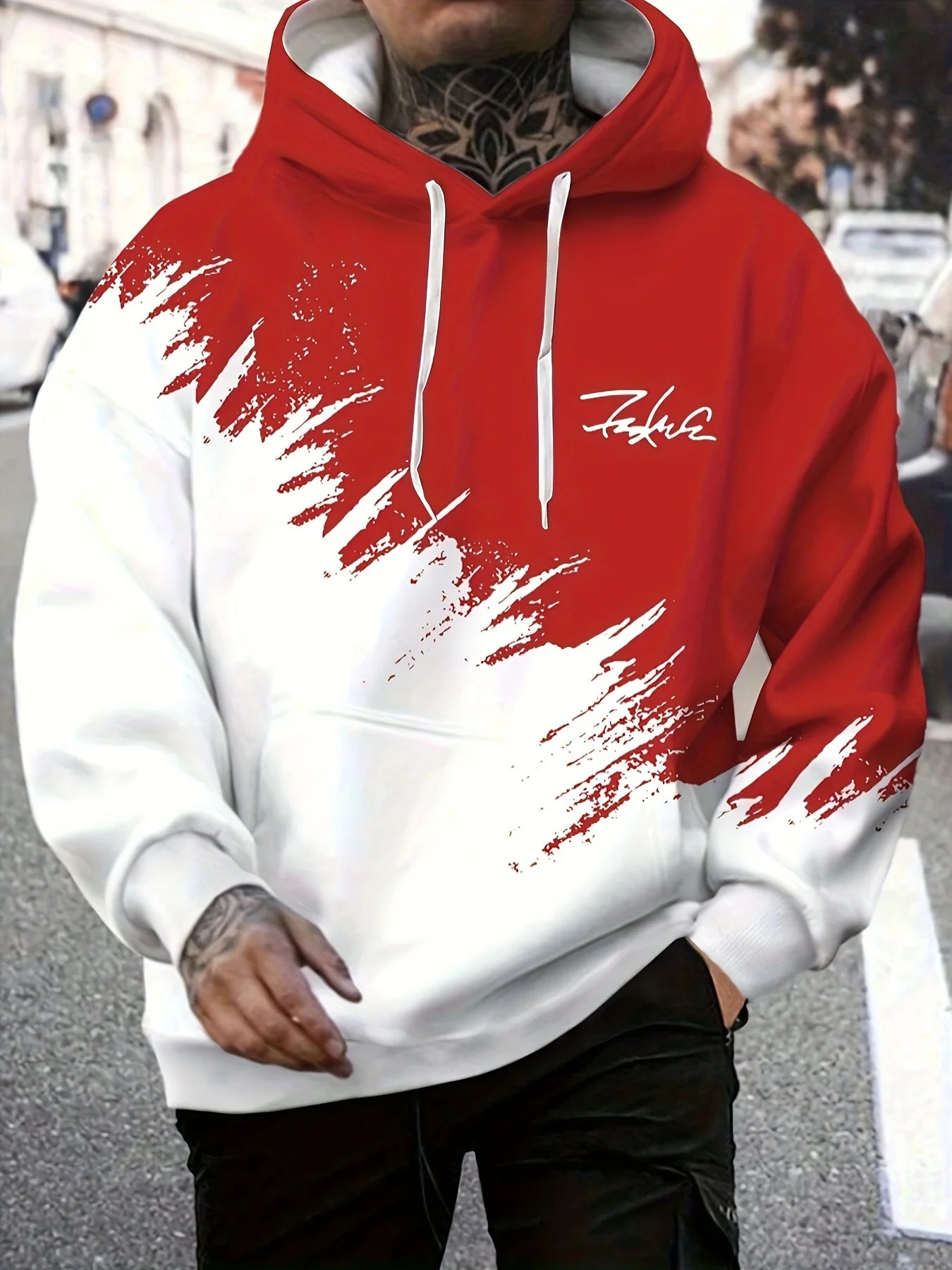 Men's Casual Fashion Wear Hooded Sweatshirt with Kangaroo Pocket Casual Long Sleeve Hoodie for Outdoor Wear