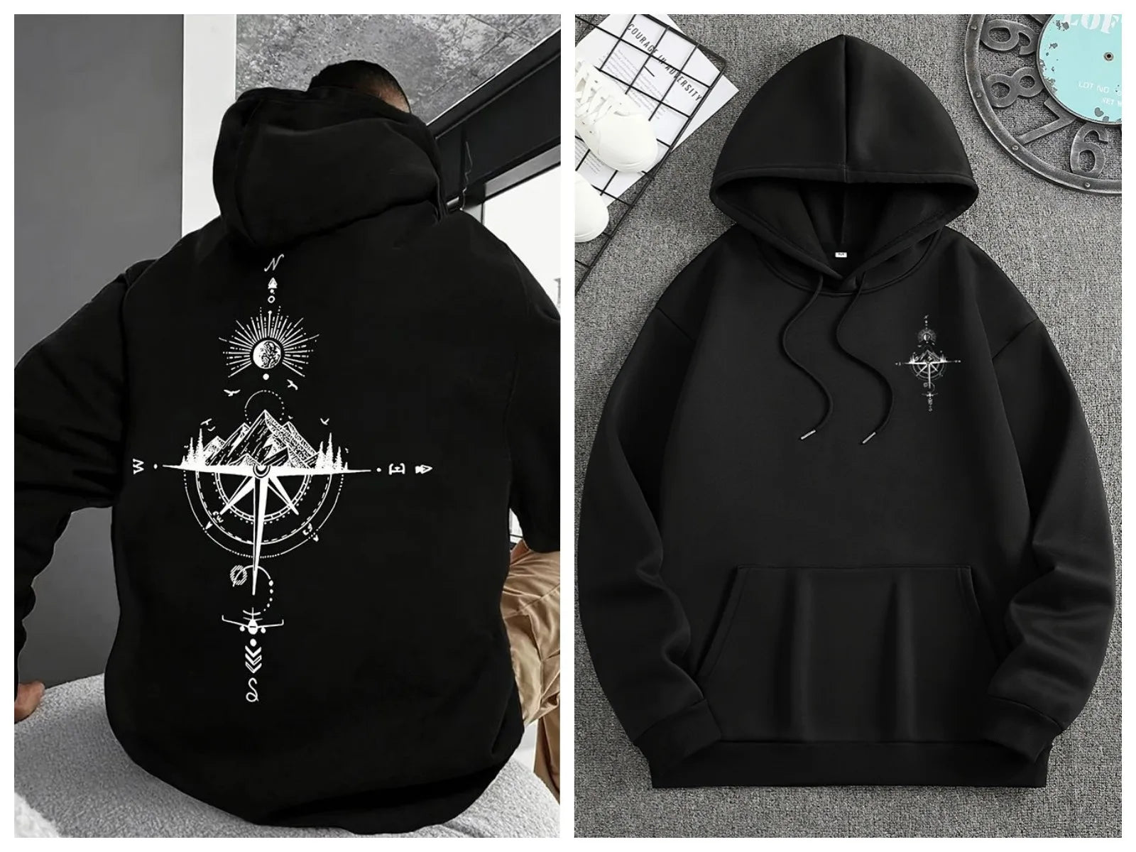 2025 New Year Men's Loose Fit Hooded Pullover Sweatshirt Hot in Cross-border Trade