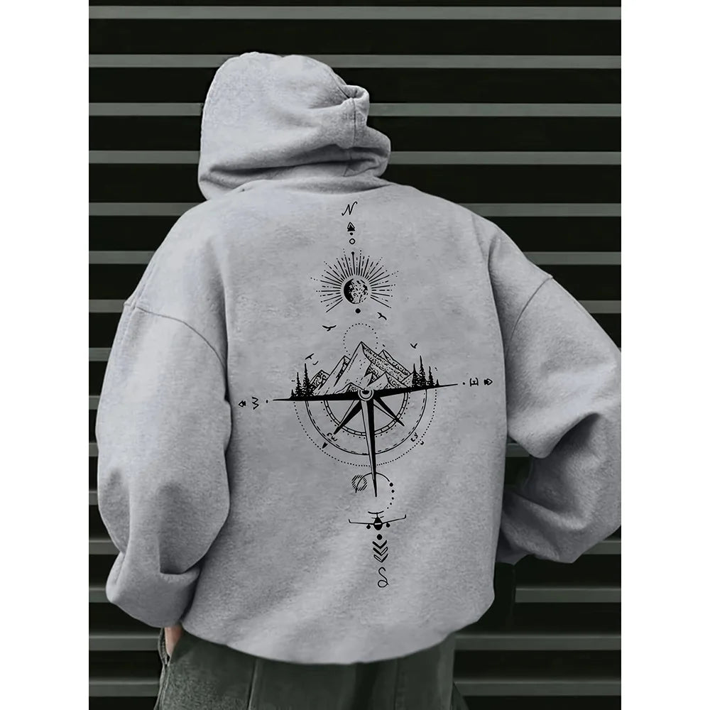 2025 New Year Men's Loose Fit Hooded Pullover Sweatshirt Hot in Cross-border Trade