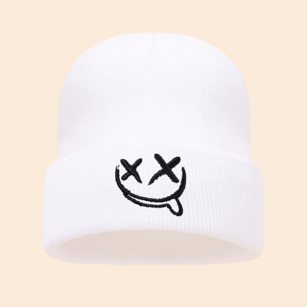 3pcs/2pcs/1pc Autumn/Winter Fashion Warm Knitted Hat, Casual Ear Protection, Halloween Hat, Grimace Embroidered Design, Beanies