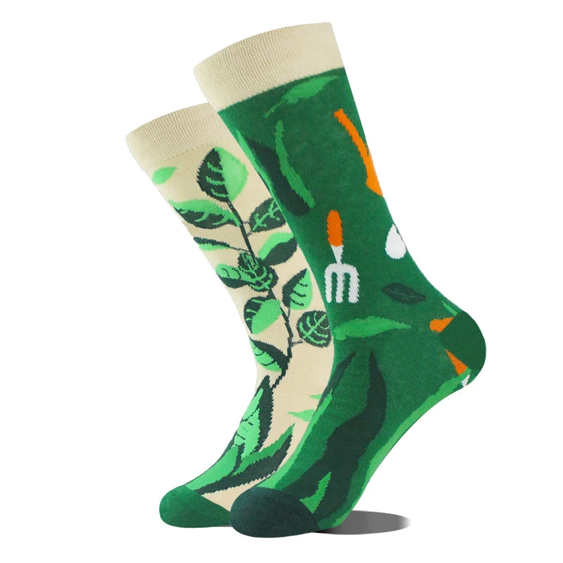 AB Happy Cotton Funny Socks Men Beer Panda Duck Crazy Design Sokken Unisex Novelty Plant Piano Crew Skateboard Calcetines Hombre