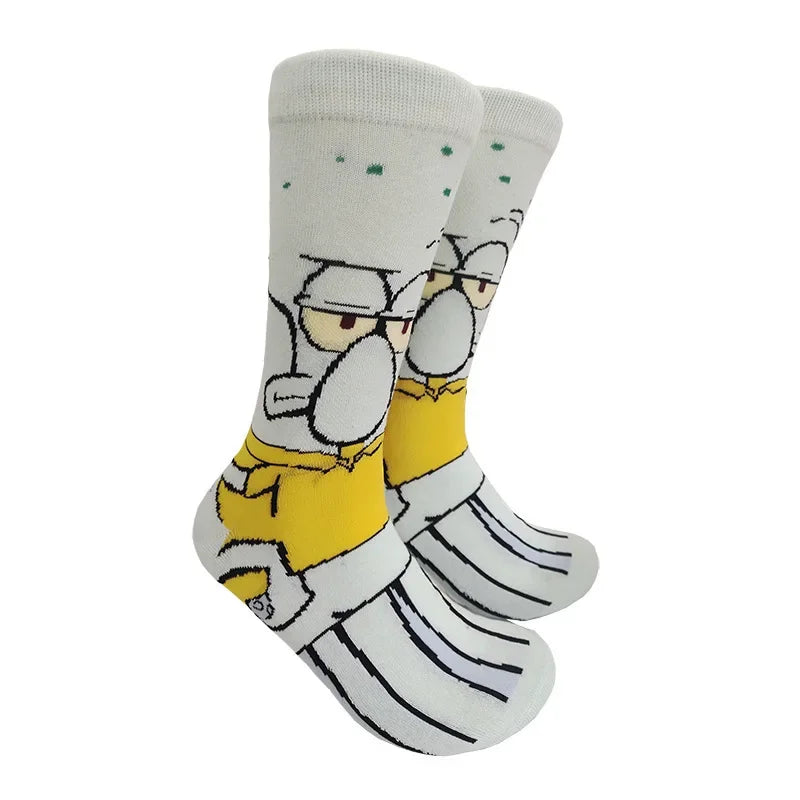 Kawaii Spongebob Socks Patrick Star Squidward Tentacles Cartoon Socks Pure Cotton Male Trend Tube Socks Direct selling
