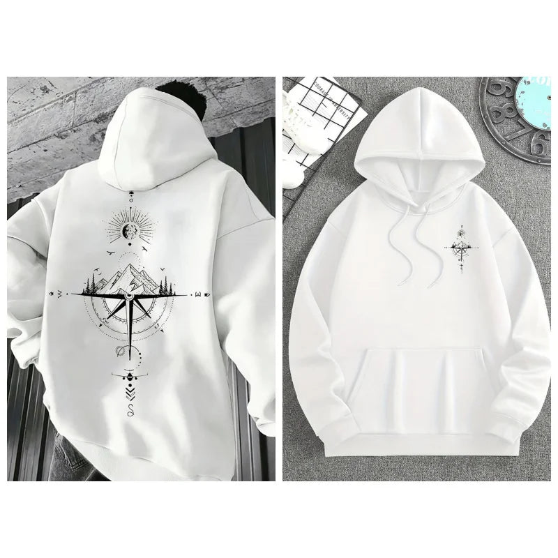 2025 New Year Men's Loose Fit Hooded Pullover Sweatshirt Hot in Cross-border Trade