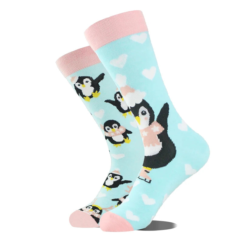 AB Happy Cotton Funny Socks Men Beer Panda Duck Crazy Design Sokken Unisex Novelty Plant Piano Crew Skateboard Calcetines Hombre